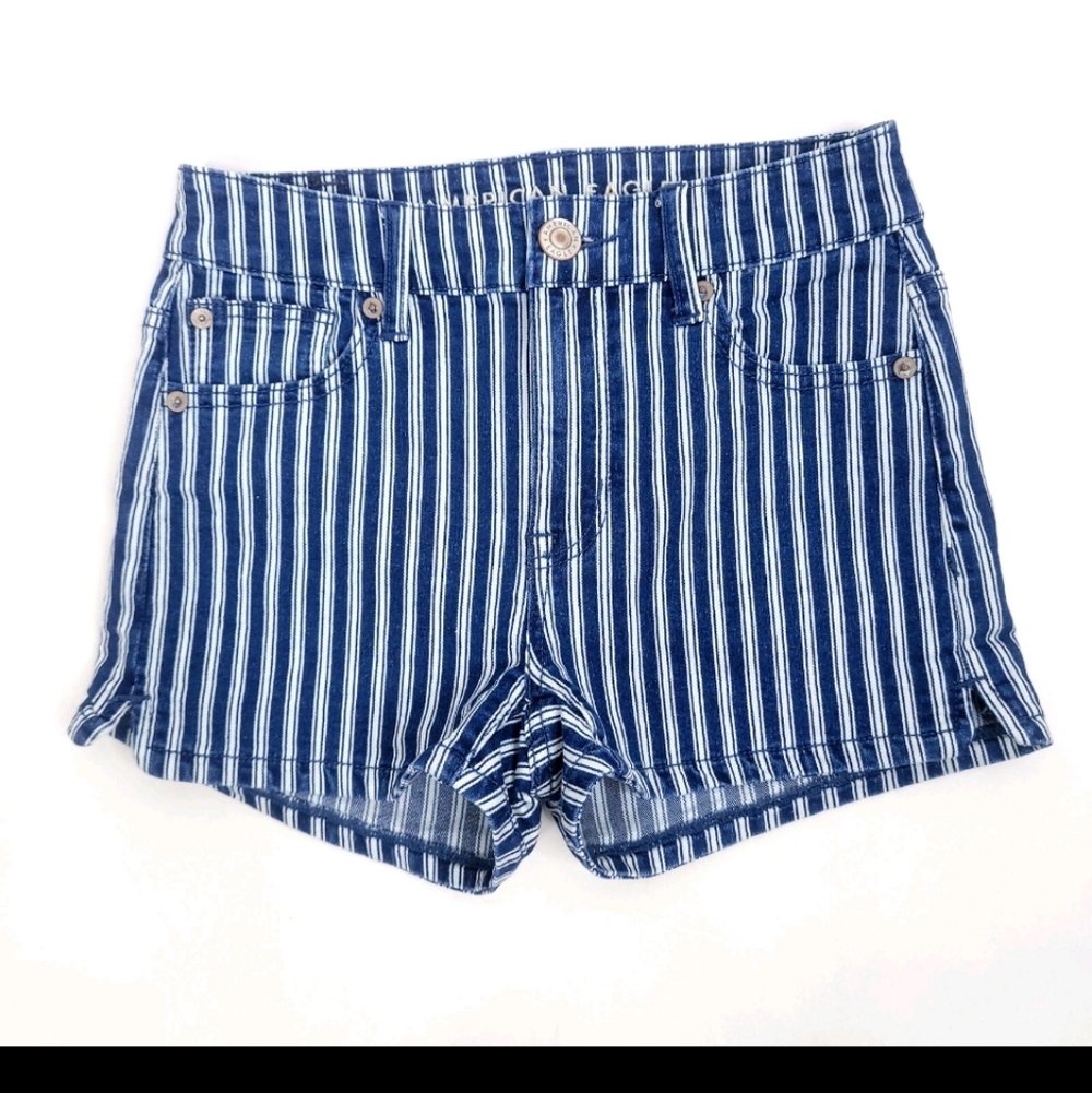 American Eagle Striped Jean Shorts